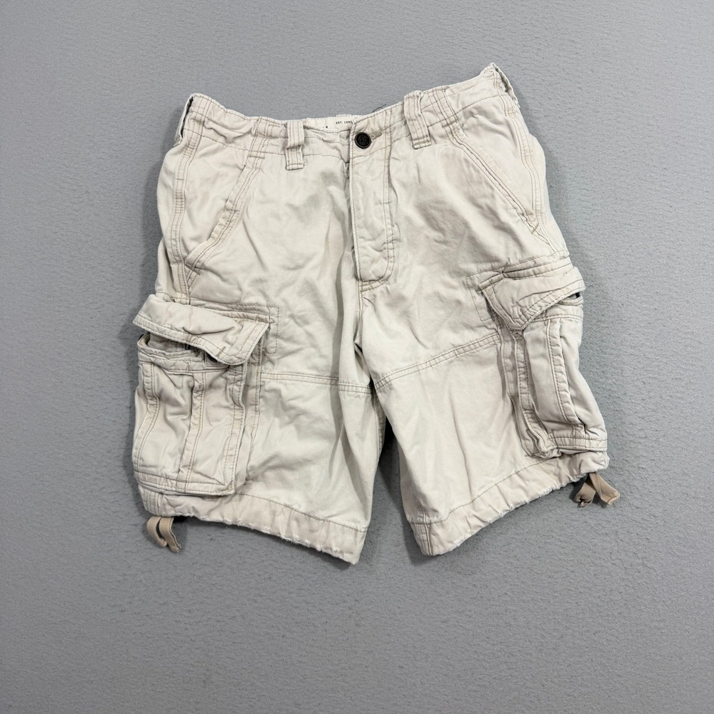 Abercrombie & Fitch Cargo Shorts Mens 31 Beige Classic Fit Cotton Multi-Pocket